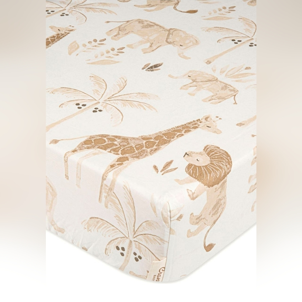 Crane Baby Safari Animal Print Fitted Crib Sheet